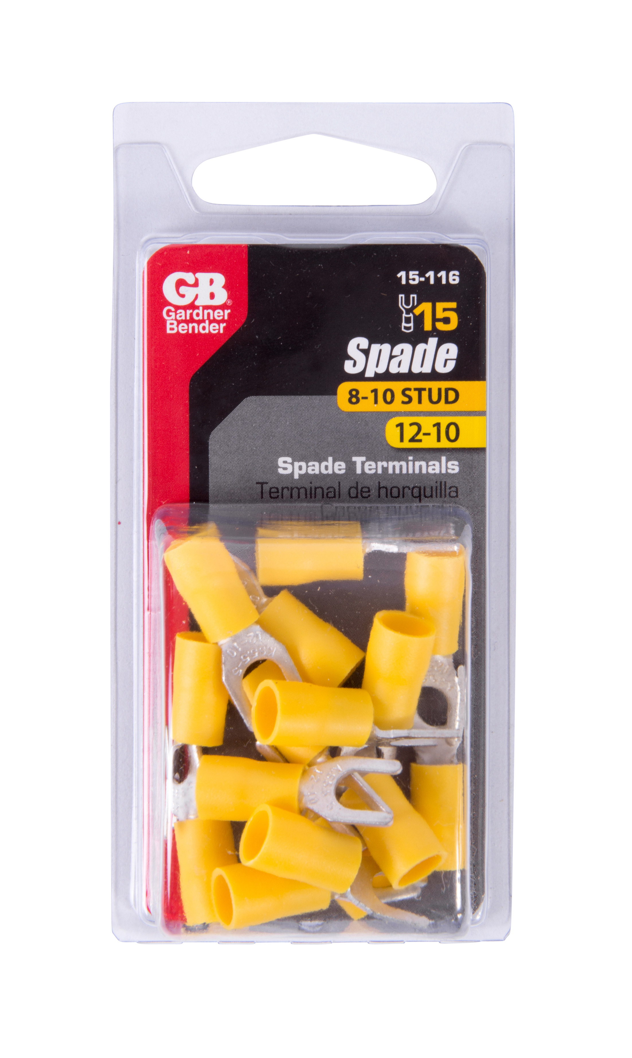 #12-#10 AWG (5 mm²) Vinyl-Insulated Spade Terminals (8 to 10 Stud)