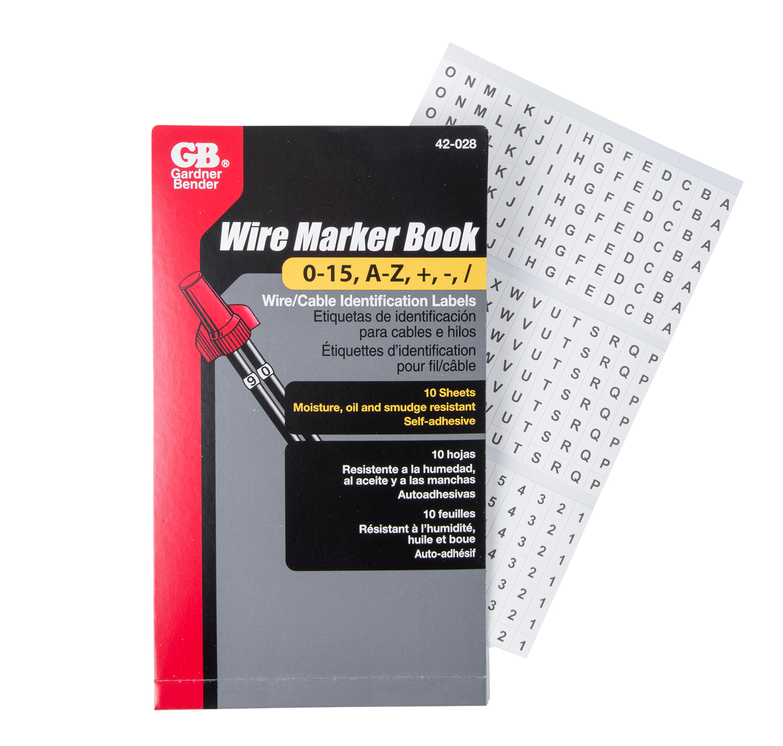 Pocket Pack Wire Markers (A-Z, 0-15, symbols)